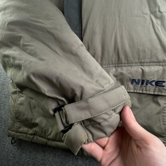 VTG Nike Silver Tag Medium Fleece Lined Down Fill Puffer Jacket Winter Zip Green - Picture 14 of 16